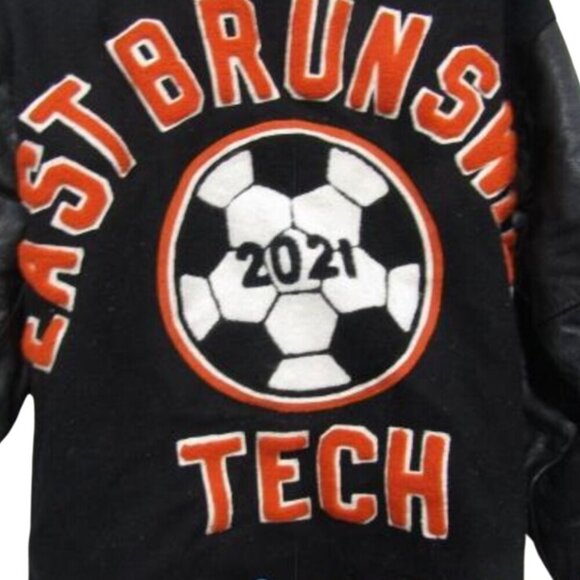 Varsity Letterman East Brunswick Tech Jacket Black Orange Men's SZ M - Picture 3 of 5